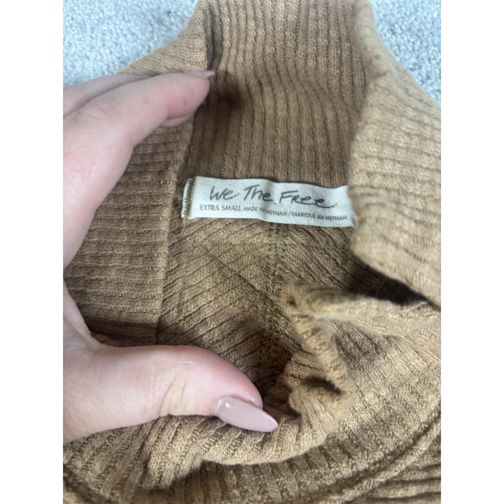 Free‎ People We The Free Cognac Long SLeeve Tunic oversized sweater Xs Mock Neck